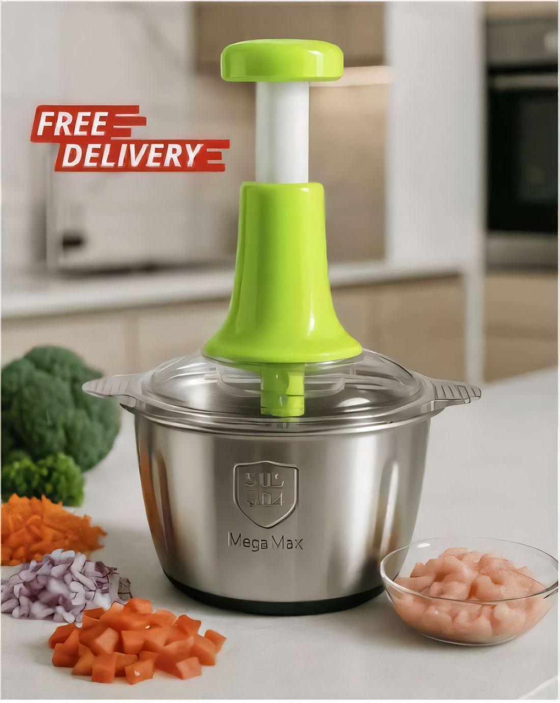 2L Stainless Steel Push Chopper 𝒁𝑶-13 – 4 Blade Meat & Vegetable Cutter (𝙊𝙧𝙞𝙜𝙞𝙣𝙖𝙡 𝘾𝙝𝙞𝙣𝙖)