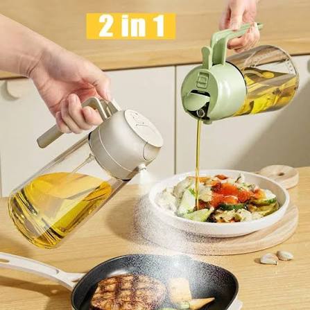 2 in 1 Glass Oil Sprayer and Dispenser – Smart Kitchen Oil Bottle