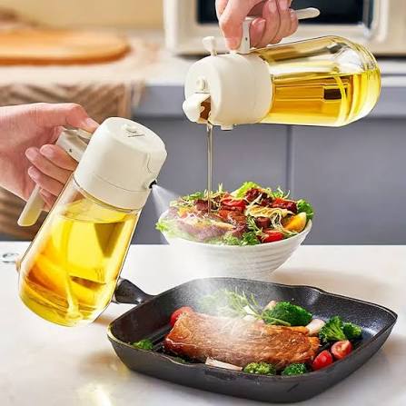 2 in 1 Glass Oil Sprayer and Dispenser – Smart Kitchen Oil Bottle