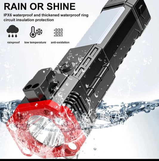 Multifunction Portable LED Flashlight Rechargeable LED Hammer Torch – Car Emergency Safety Tool
